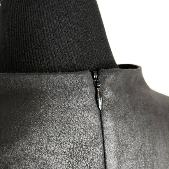 Ronen Chen black faux leather top shift midi dress size 4 or US 12 - Picture 12 of 14